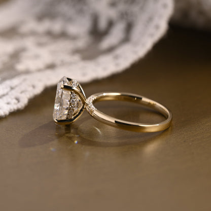 SquareJewelry oval cut moissanite engagement ring Solid Gold Oval Cut Moissanite Engagement Ring