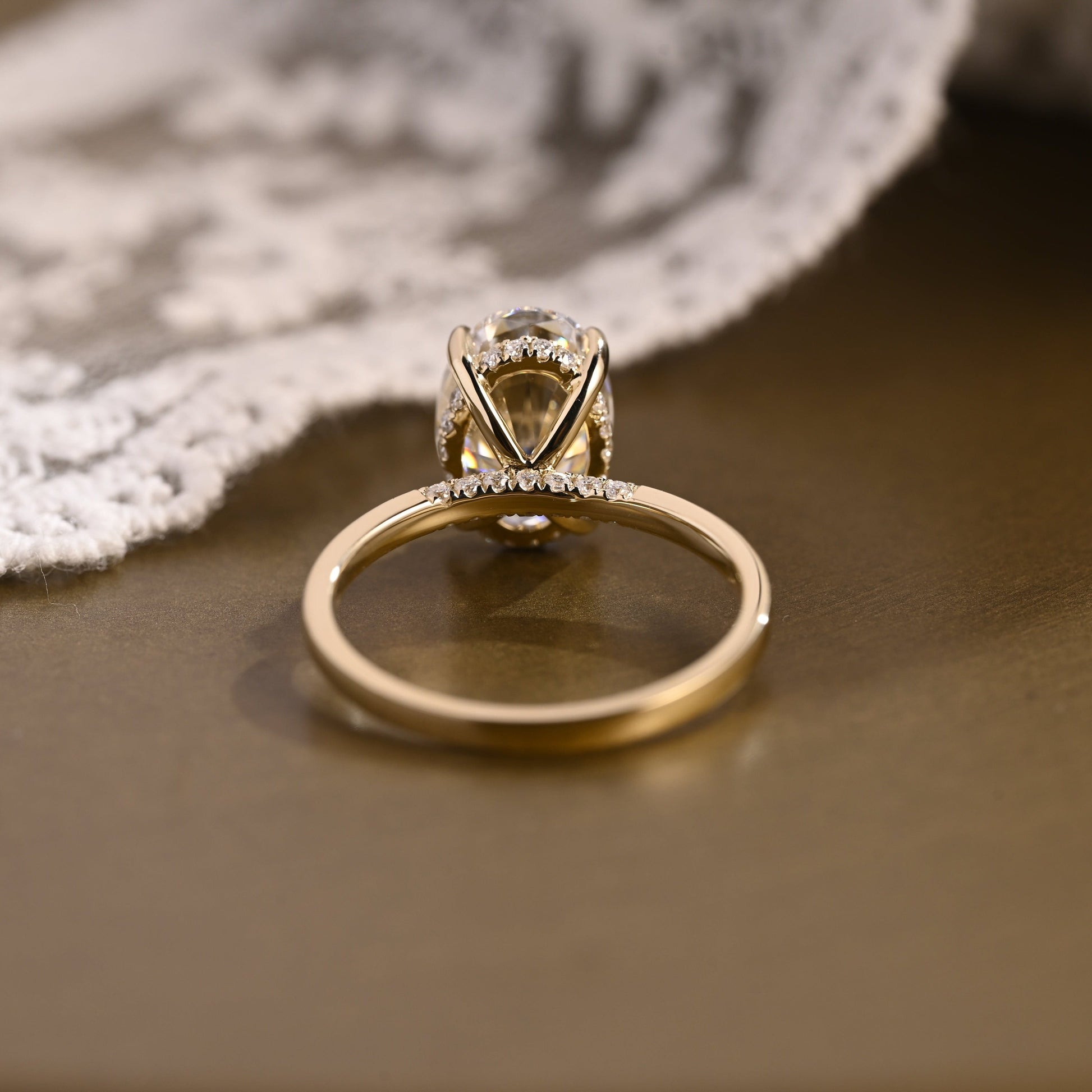 SquareJewelry oval cut moissanite engagement ring Solid Gold Oval Cut Moissanite Engagement Ring