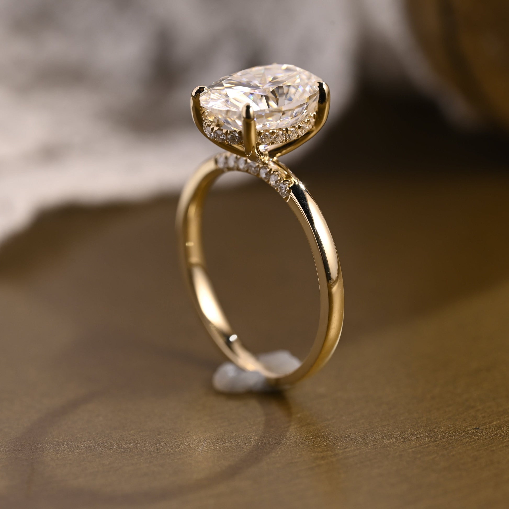 SquareJewelry oval cut moissanite engagement ring Solid Gold Oval Cut Moissanite Engagement Ring