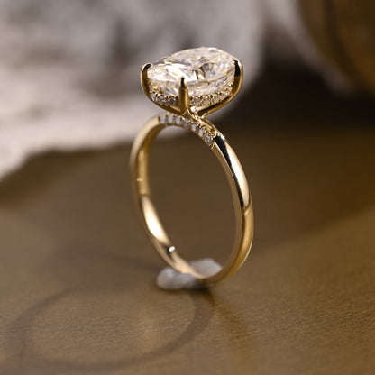 SquareJewelry oval cut moissanite engagement ring Solid Gold Oval Cut Moissanite Engagement Ring
