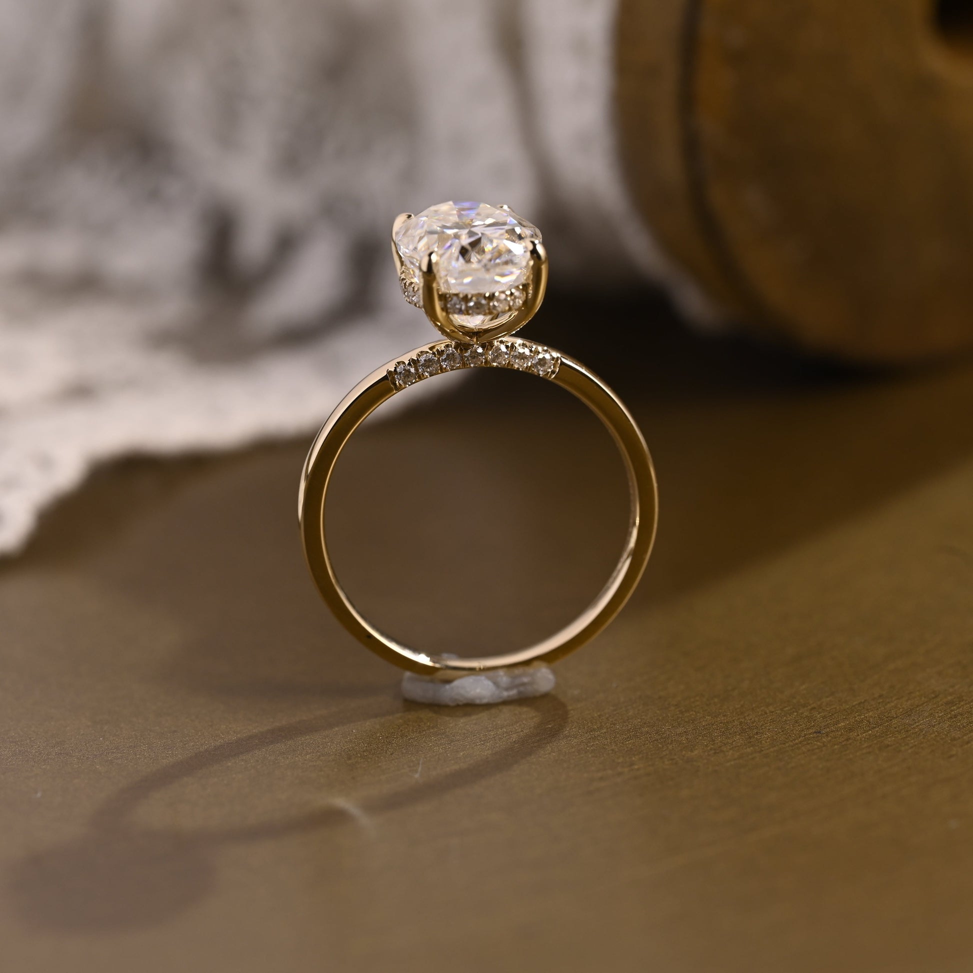 SquareJewelry oval cut moissanite engagement ring Solid Gold Oval Cut Moissanite Engagement Ring