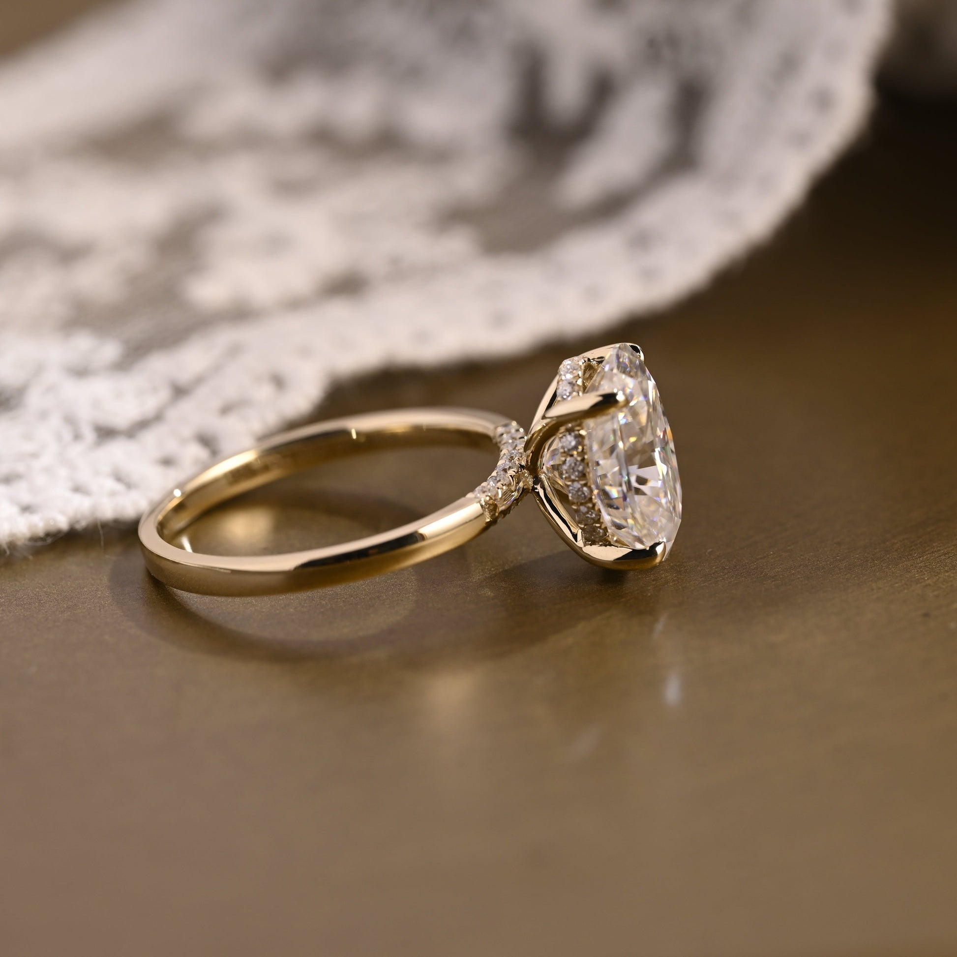 SquareJewelry oval cut moissanite engagement ring Solid Gold Oval Cut Moissanite Engagement Ring
