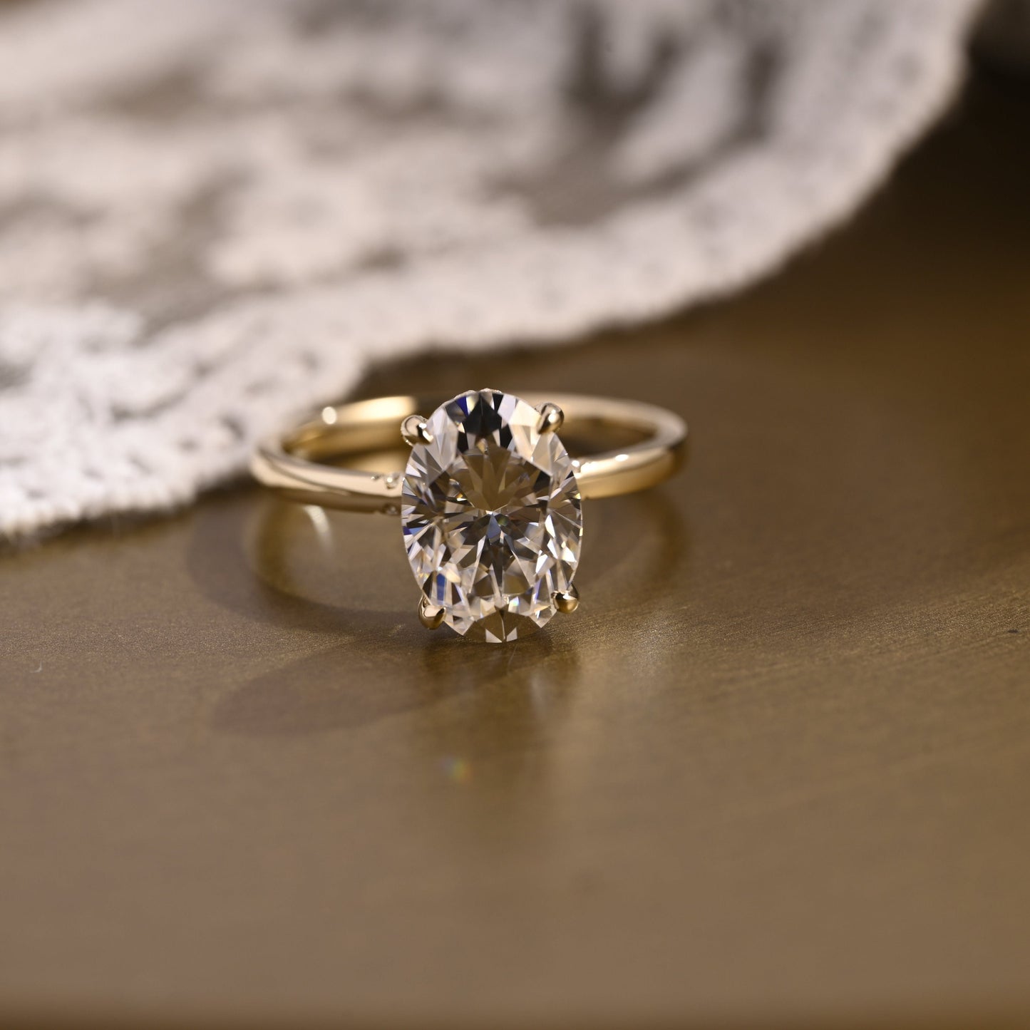SquareJewelry oval cut moissanite engagement ring Solid Gold Oval Cut Moissanite Engagement Ring