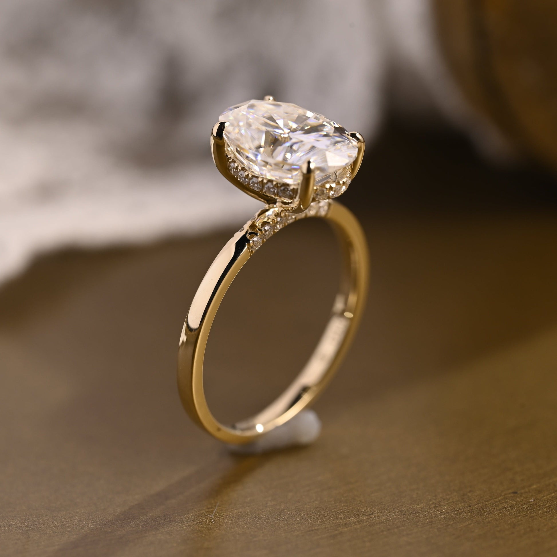 SquareJewelry oval cut moissanite engagement ring Solid Gold Oval Cut Moissanite Engagement Ring