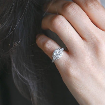 SquareJewelry oval cut moissanite engagement ring Solid Gold Oval Cut Moissanite Engagement Ring