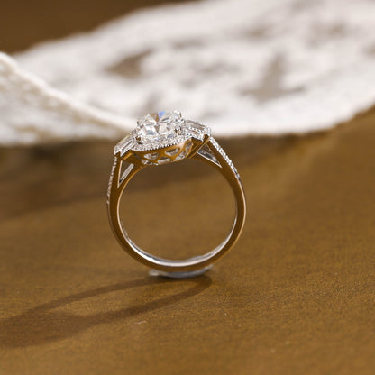 SquareJewelry oval cut moissanite engagement ring Solid Gold Oval Cut Moissanite Engagement Ring