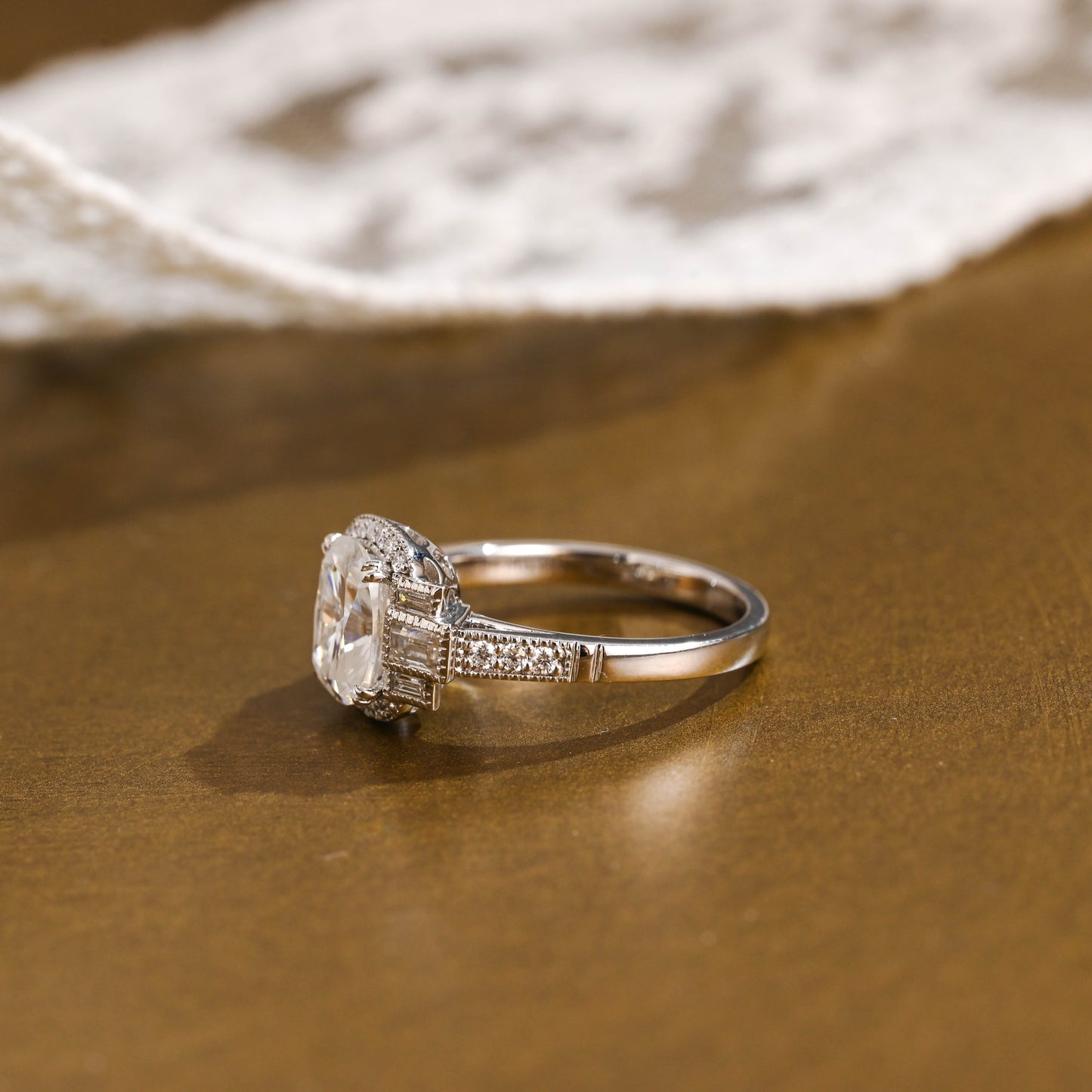SquareJewelry oval cut moissanite engagement ring Solid Gold Oval Cut Moissanite Engagement Ring