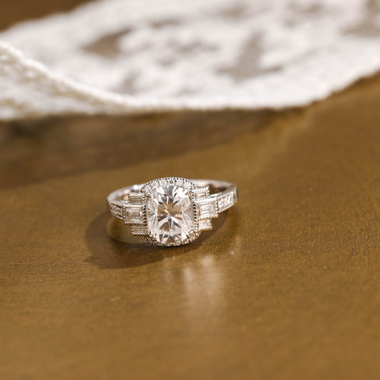 SquareJewelry oval cut moissanite engagement ring Solid Gold Oval Cut Moissanite Engagement Ring