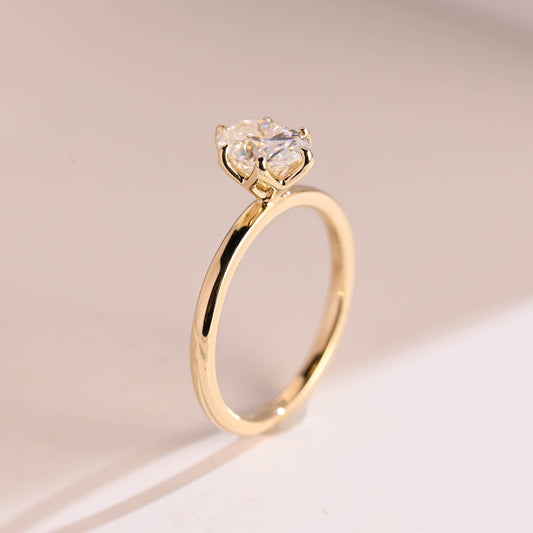 SquareJewelry oval cut moissanite engagement ring Solid Gold Oval Cut Moissanite Engagement Ring