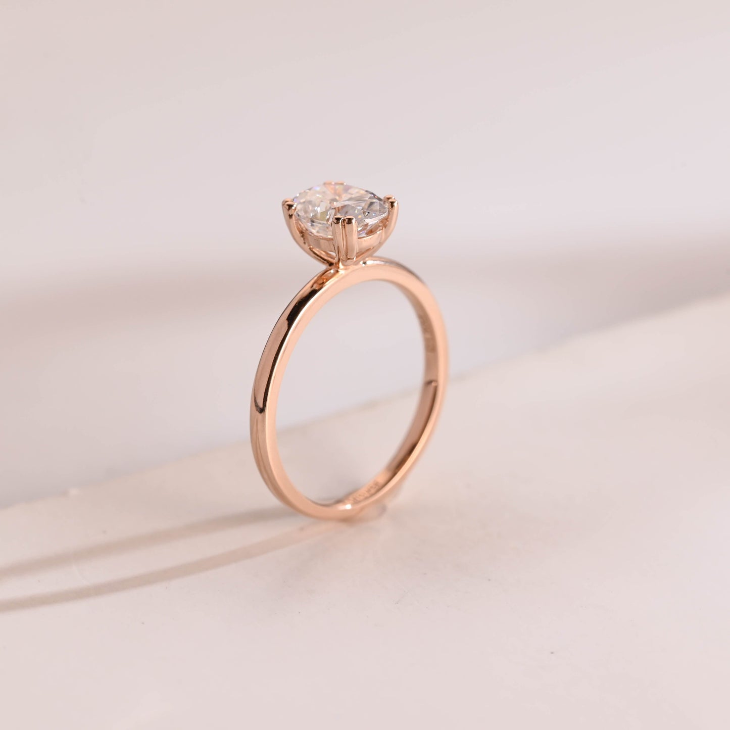 SquareJewelry oval cut moissanite engagement ring Solid Gold Oval Cut Moissanite Engagement Ring