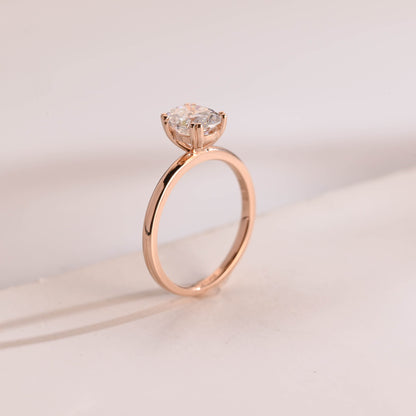 SquareJewelry oval cut moissanite engagement ring Solid Gold Oval Cut Moissanite Engagement Ring