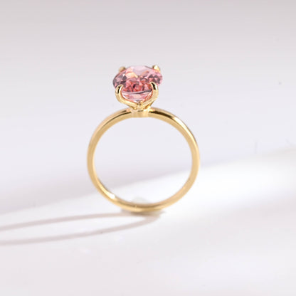 SquareJewelry oval cut moissanite engagement ring Solid Gold Oval Cut Pink Moissanite Engagement Ring