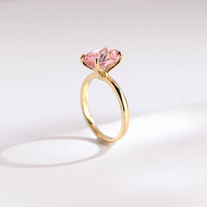 SquareJewelry oval cut moissanite engagement ring Solid Gold Oval Cut Pink Moissanite Engagement Ring