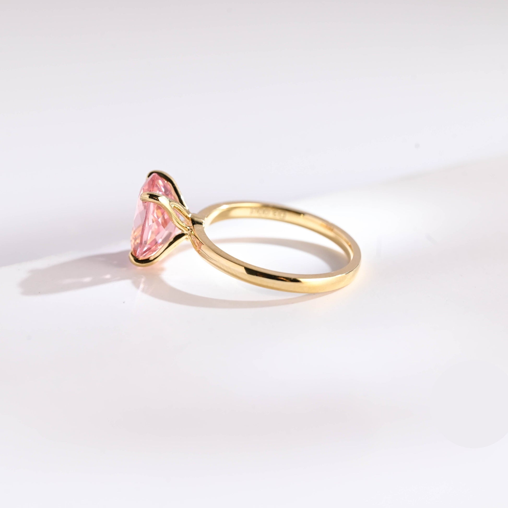 SquareJewelry oval cut moissanite engagement ring Solid Gold Oval Cut Pink Moissanite Engagement Ring