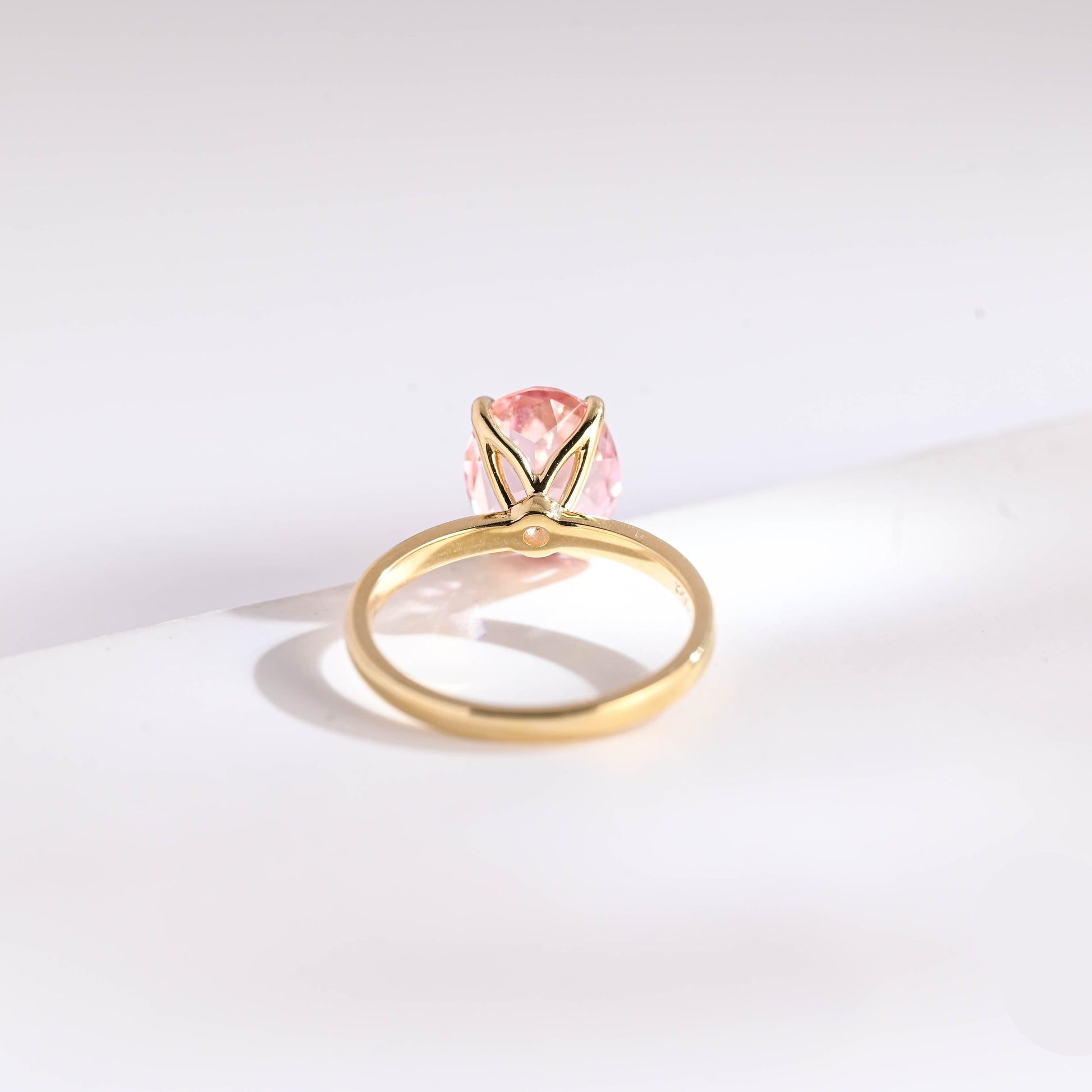 SquareJewelry oval cut moissanite engagement ring Solid Gold Oval Cut Pink Moissanite Engagement Ring