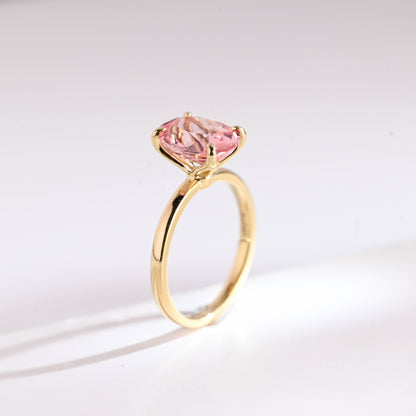 SquareJewelry oval cut moissanite engagement ring Solid Gold Oval Cut Pink Moissanite Engagement Ring