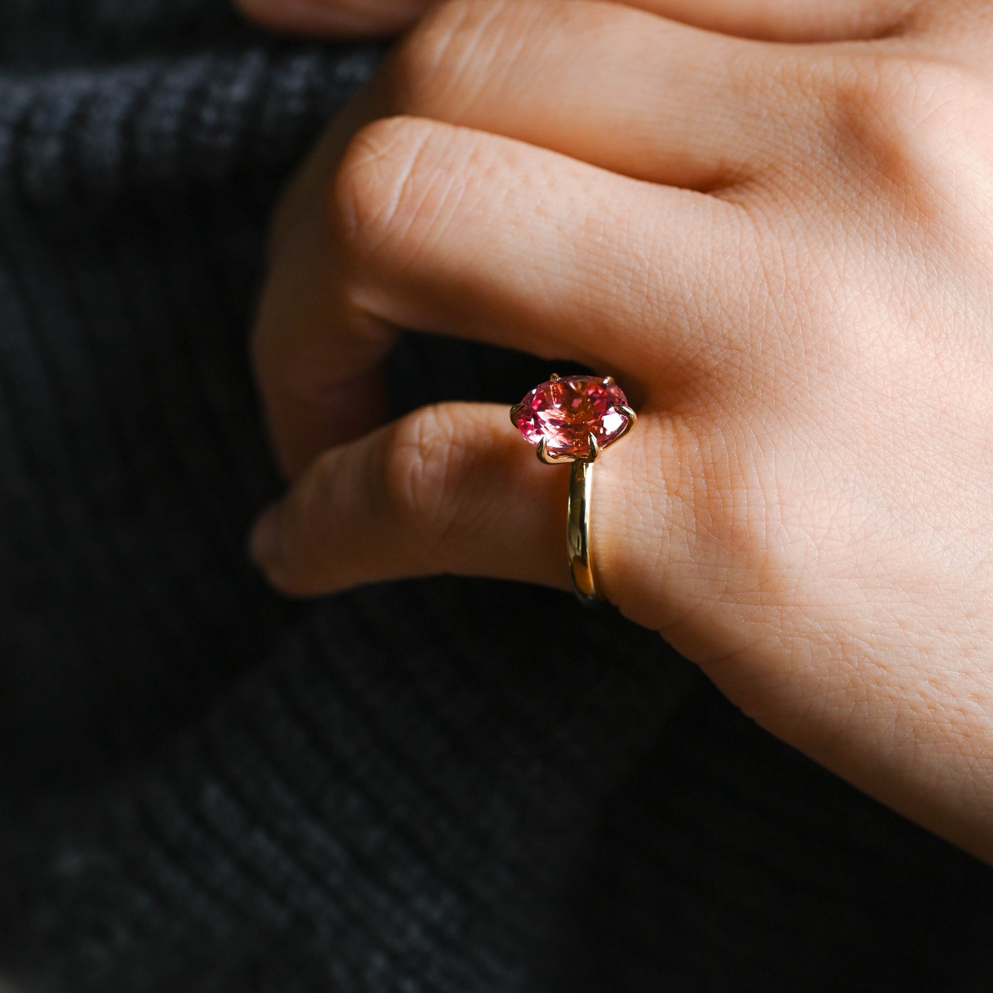 SquareJewelry oval cut moissanite engagement ring Solid Gold Oval Cut Pink Sapphire Engagement Ring