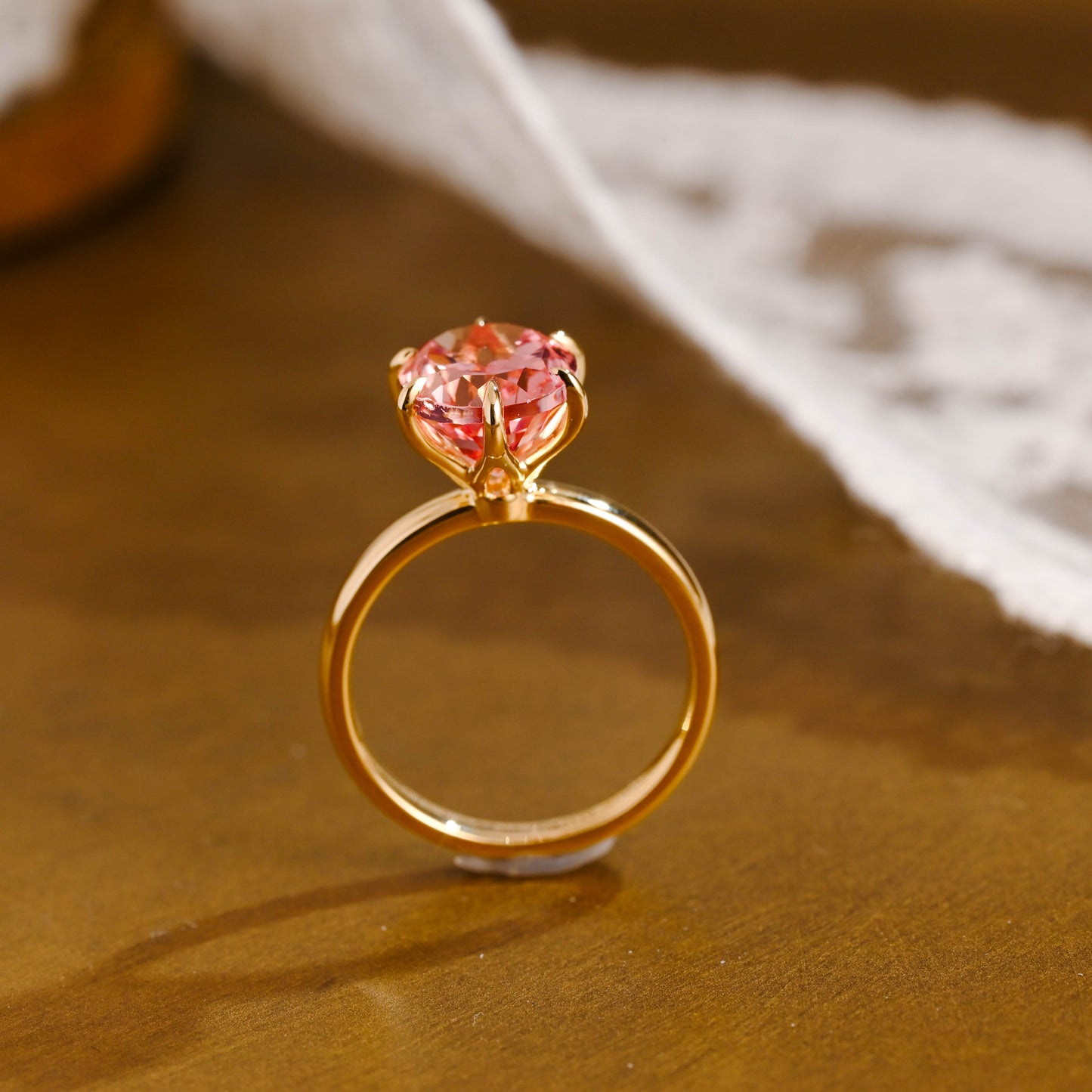 SquareJewelry oval cut moissanite engagement ring Solid Gold Oval Cut Pink Sapphire Engagement Ring
