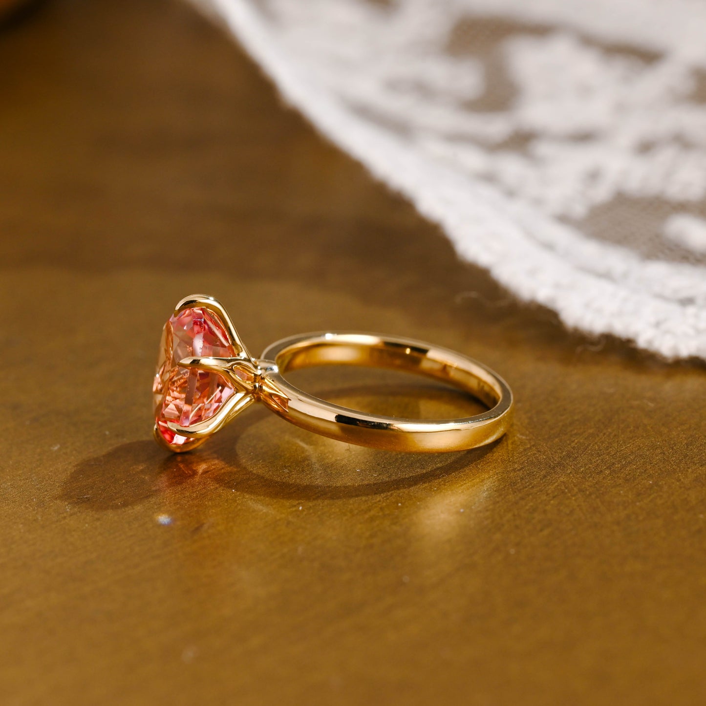 SquareJewelry oval cut moissanite engagement ring Solid Gold Oval Cut Pink Sapphire Engagement Ring