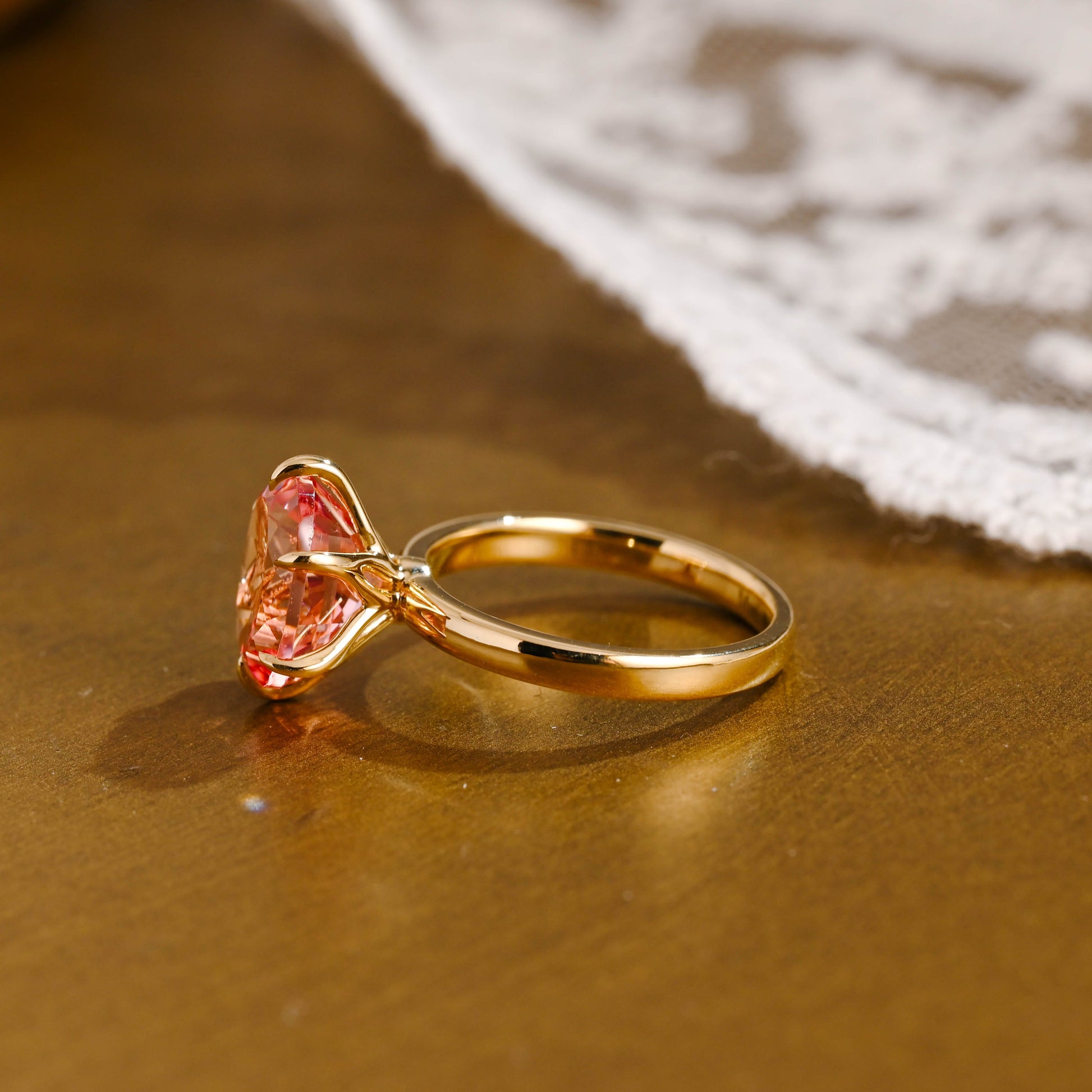 SquareJewelry oval cut moissanite engagement ring Solid Gold Oval Cut Pink Sapphire Engagement Ring