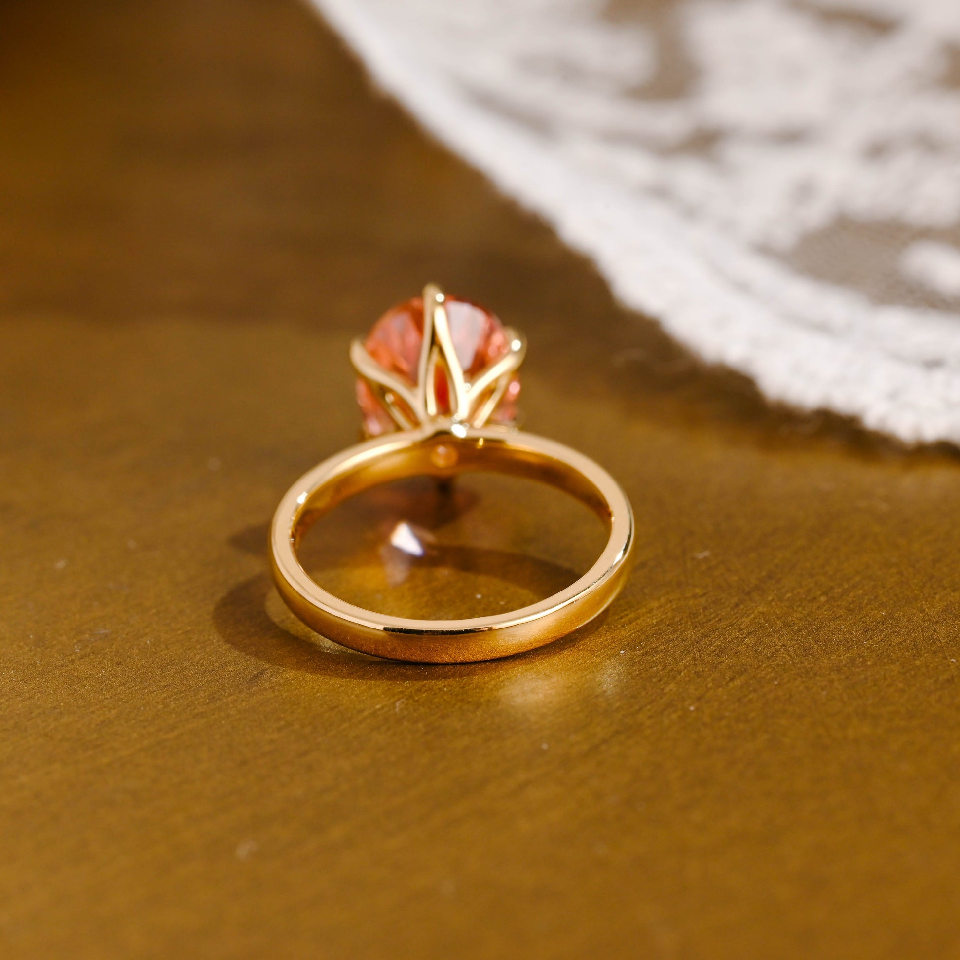 SquareJewelry oval cut moissanite engagement ring Solid Gold Oval Cut Pink Sapphire Engagement Ring
