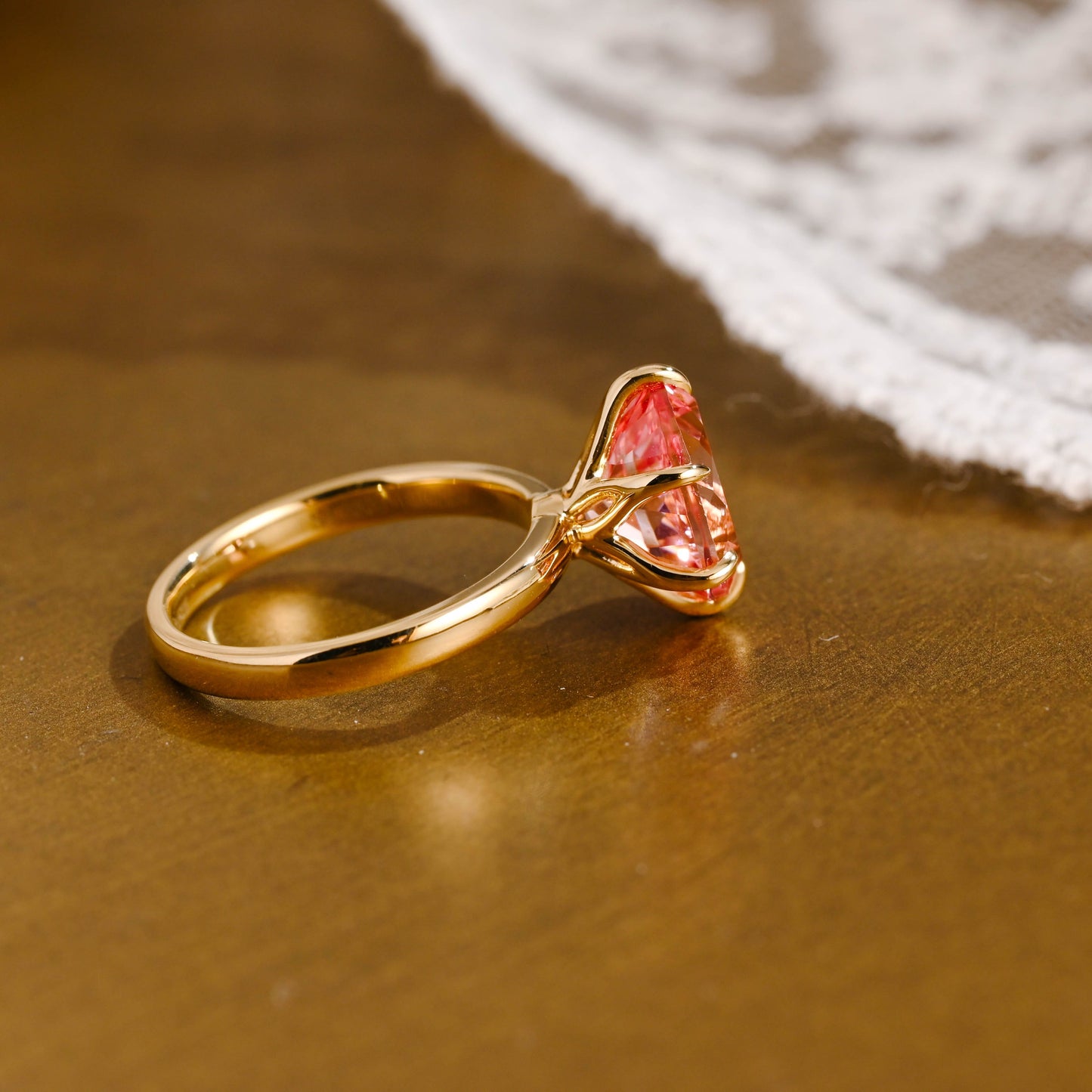 SquareJewelry oval cut moissanite engagement ring Solid Gold Oval Cut Pink Sapphire Engagement Ring