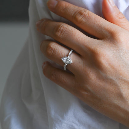 SquareJewelry oval cut moissanite engagement ring Solid Gold Pave Oval Cut Moissanite Engagement Ring