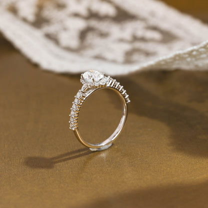 SquareJewelry oval cut moissanite engagement ring Solid Gold Pave Oval Cut Moissanite Engagement Ring