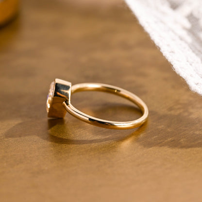 SquareJewelry pear cut moissanite engagement ring Solid Gold Solitaire Pear Cut Moissanite Engagement Ring Bezel Ring