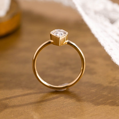 SquareJewelry pear cut moissanite engagement ring Solid Gold Solitaire Pear Cut Moissanite Engagement Ring Bezel Ring