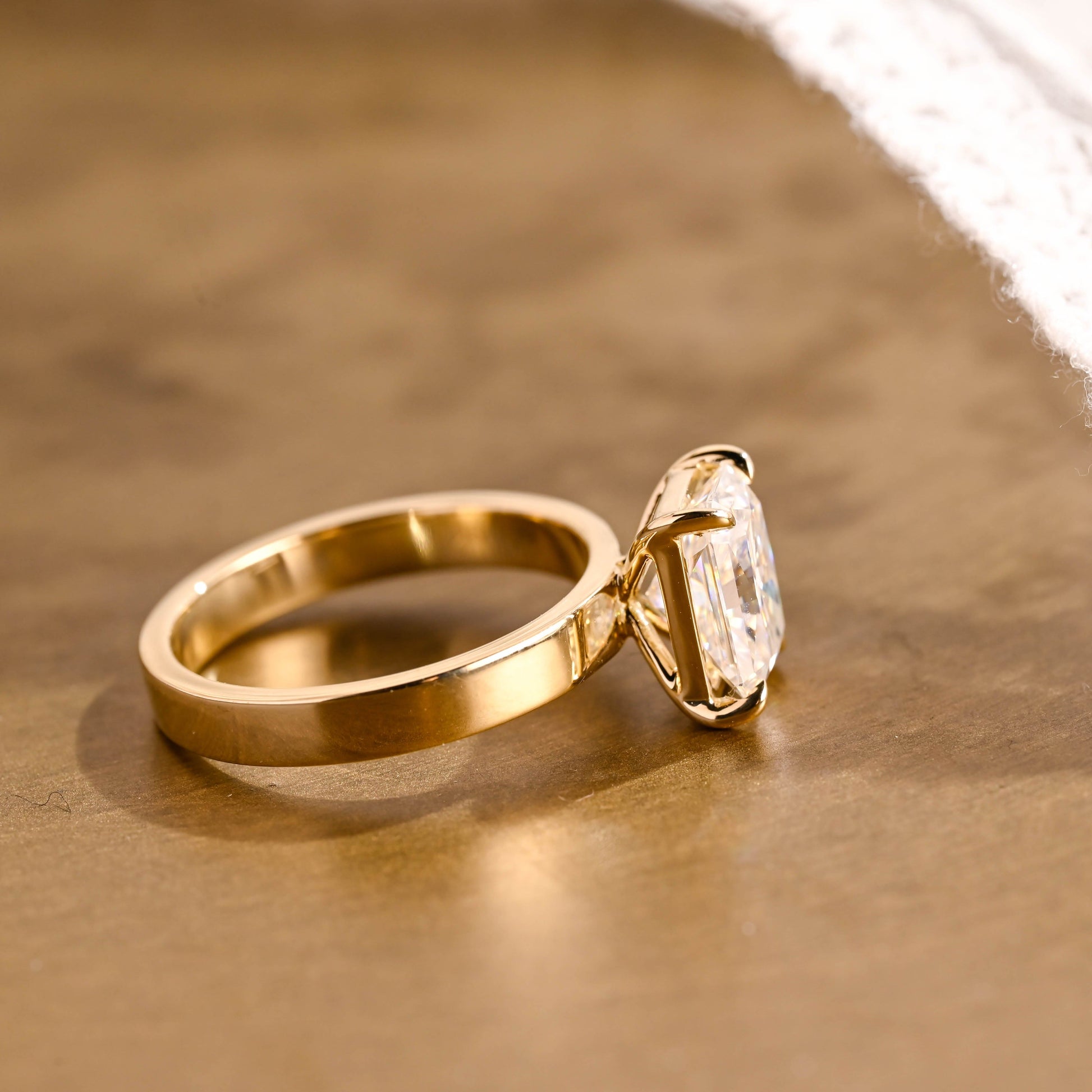 3mm Band Radiant Cut Moissanite Engagement Ring - Main Image