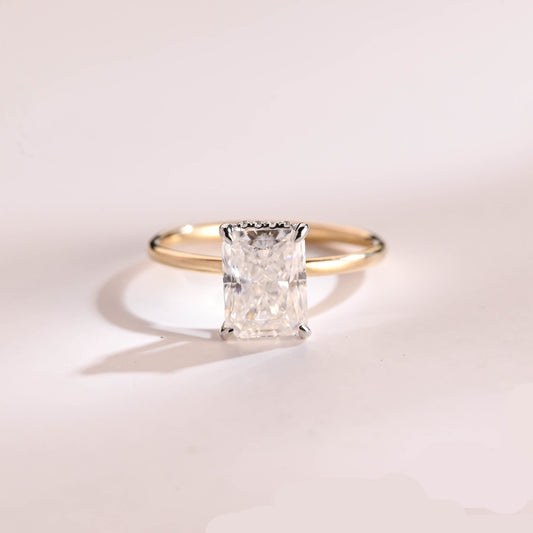 SquareJewelry radiant cut moissanite engagement ring Solid Gold Dainty Radiant Cut Moissanite Engagement Ring