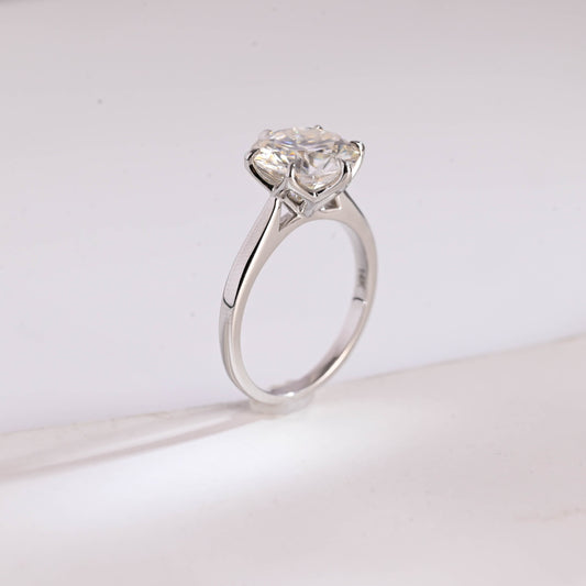 SquareJewelry round cut moissanite engagement ring Cathedral Tulip Set Round Cut Moissanite Engagement Ring