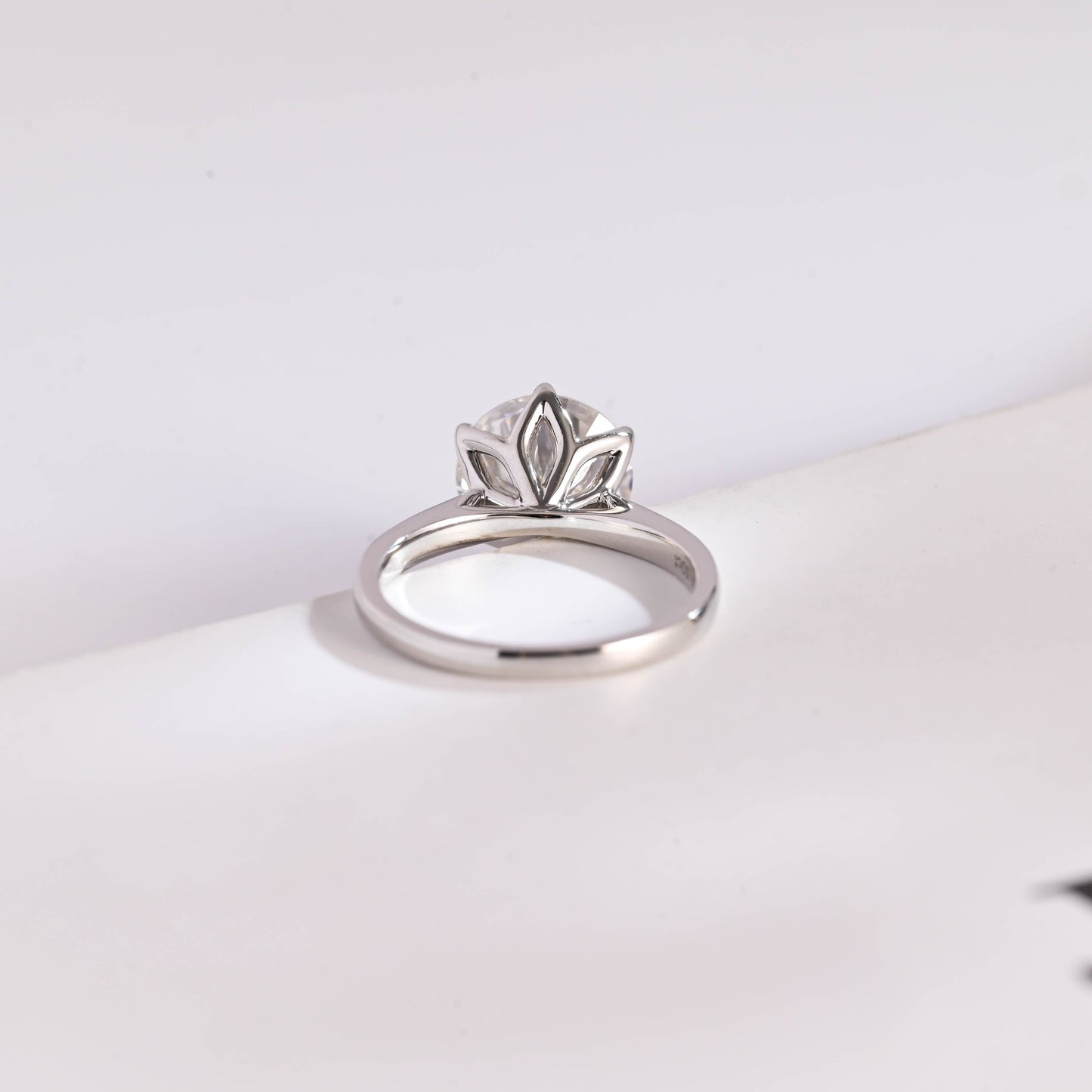 SquareJewelry round cut moissanite engagement ring Cathedral Tulip Set Round Cut Moissanite Engagement Ring