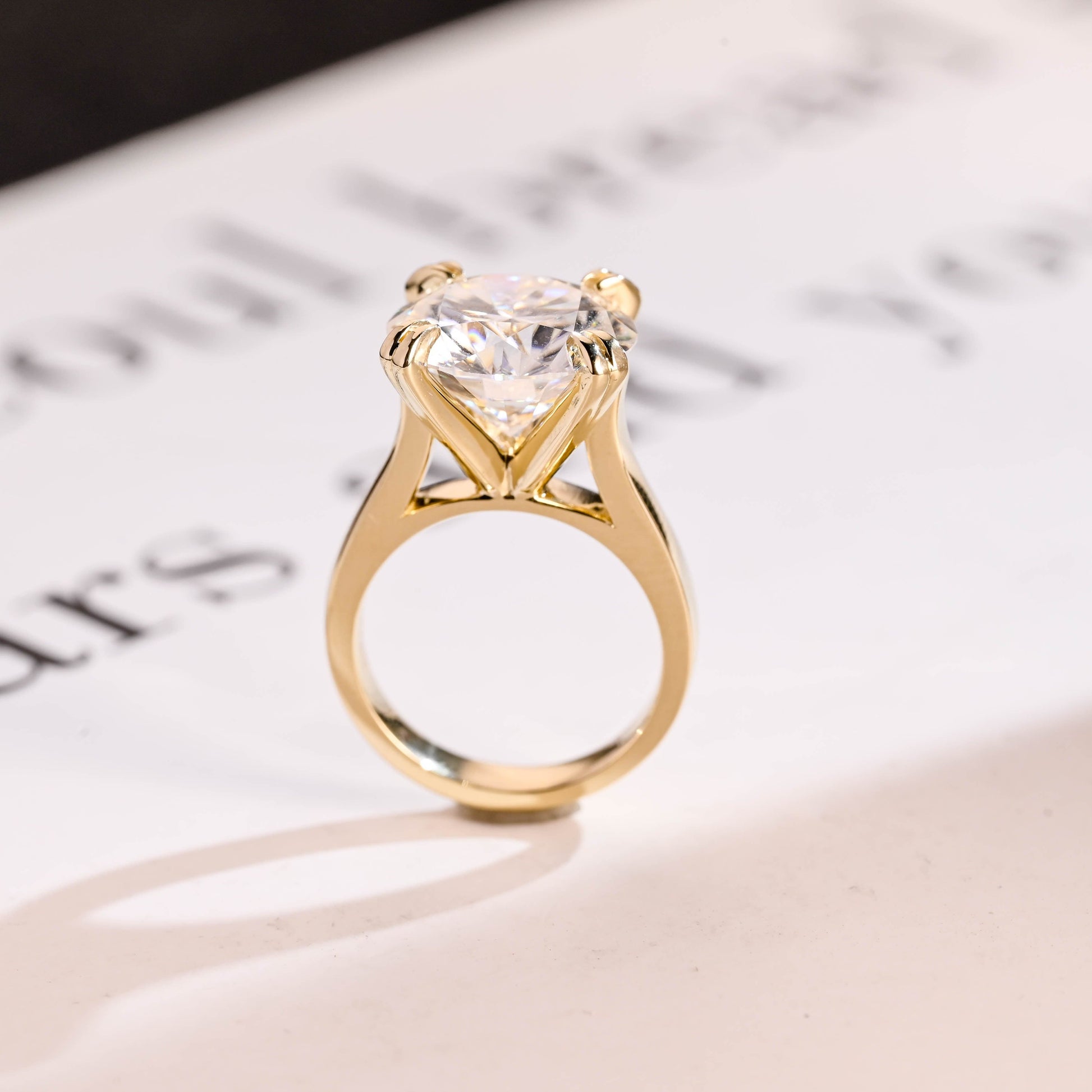 SquareJewelry round cut moissanite engagement ring Solid Gold Thick Solitaire Round Cut Moissanite Engagement Ring (Copy)