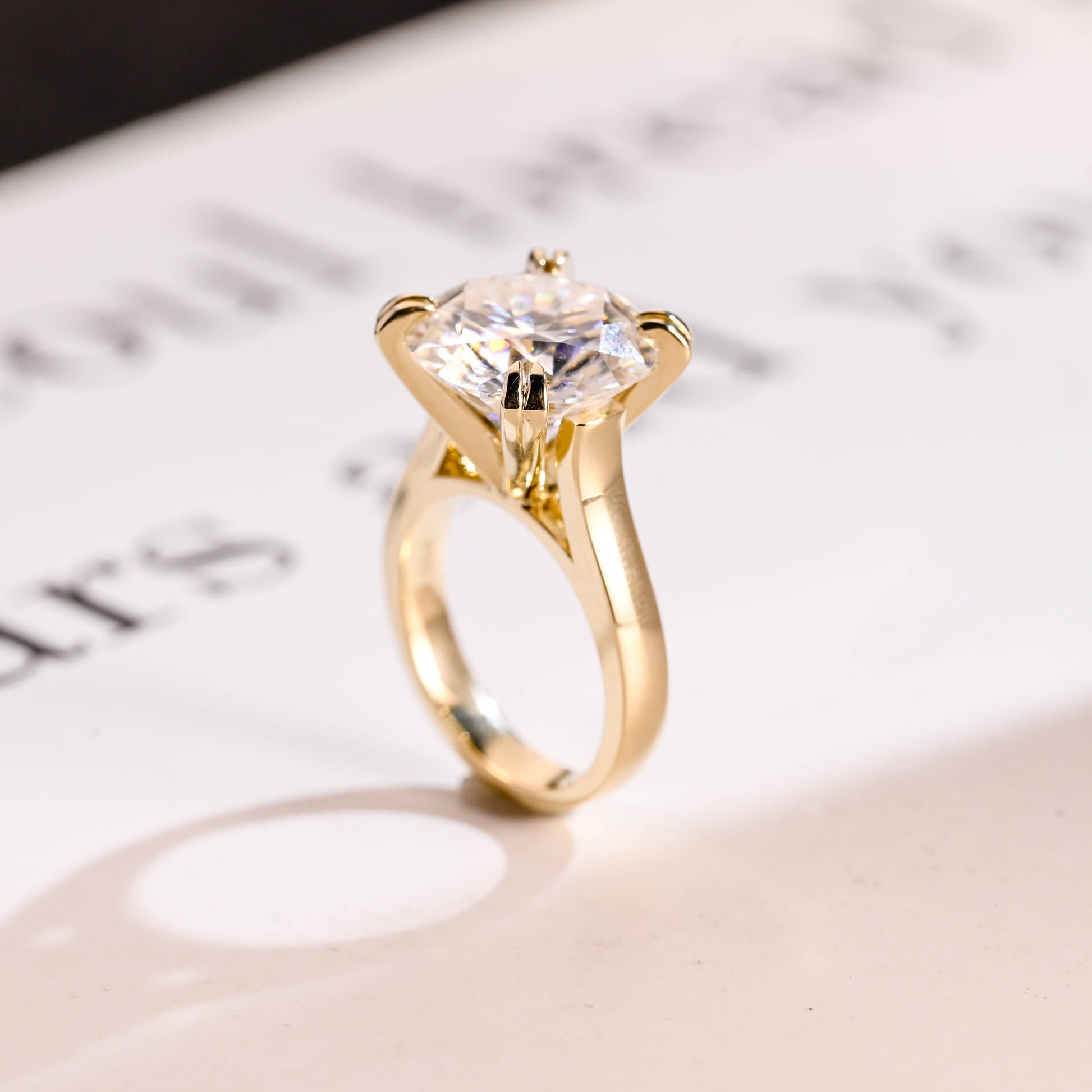 SquareJewelry round cut moissanite engagement ring Solid Gold Thick Solitaire Round Cut Moissanite Engagement Ring (Copy)