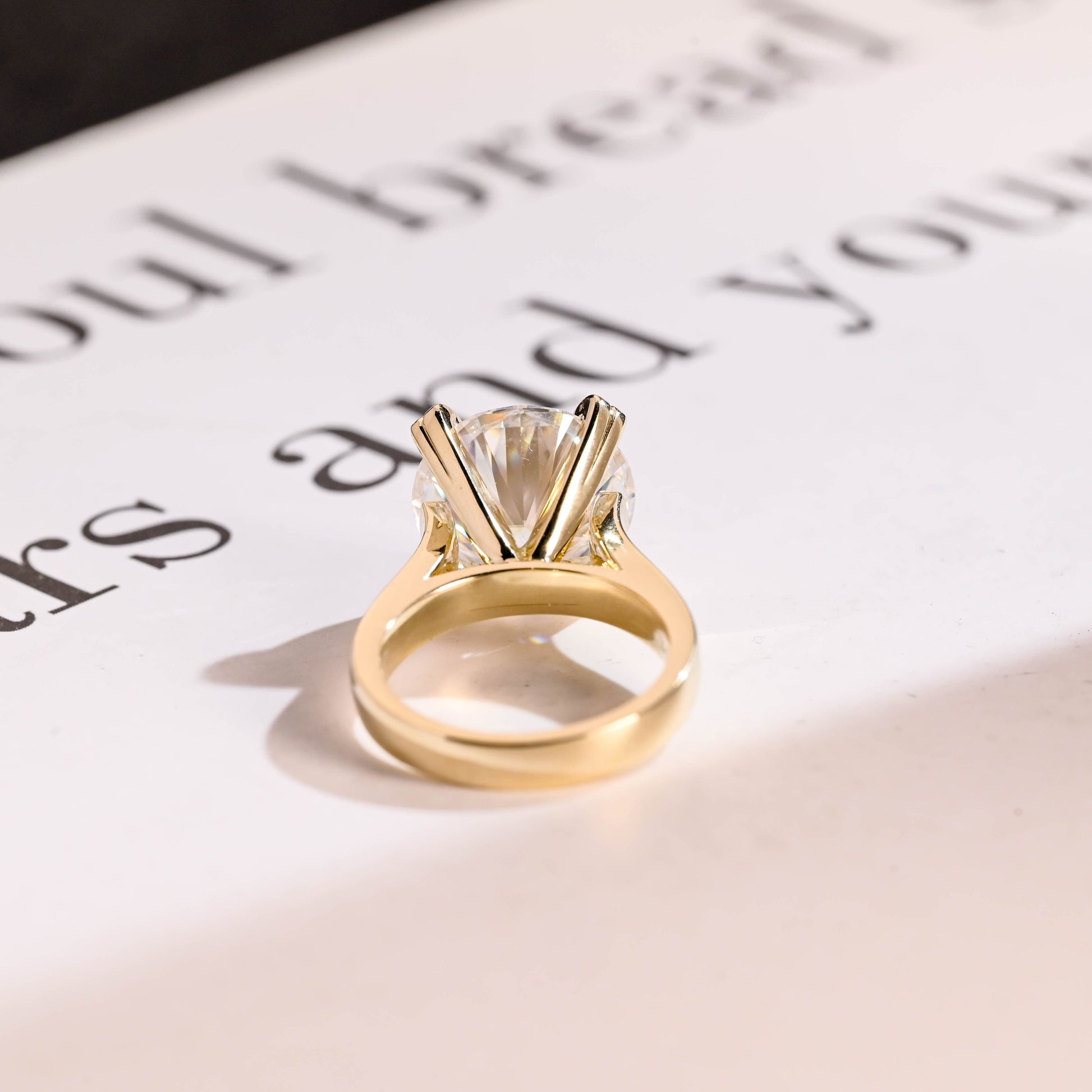 SquareJewelry round cut moissanite engagement ring Solid Gold Thick Solitaire Round Cut Moissanite Engagement Ring (Copy)