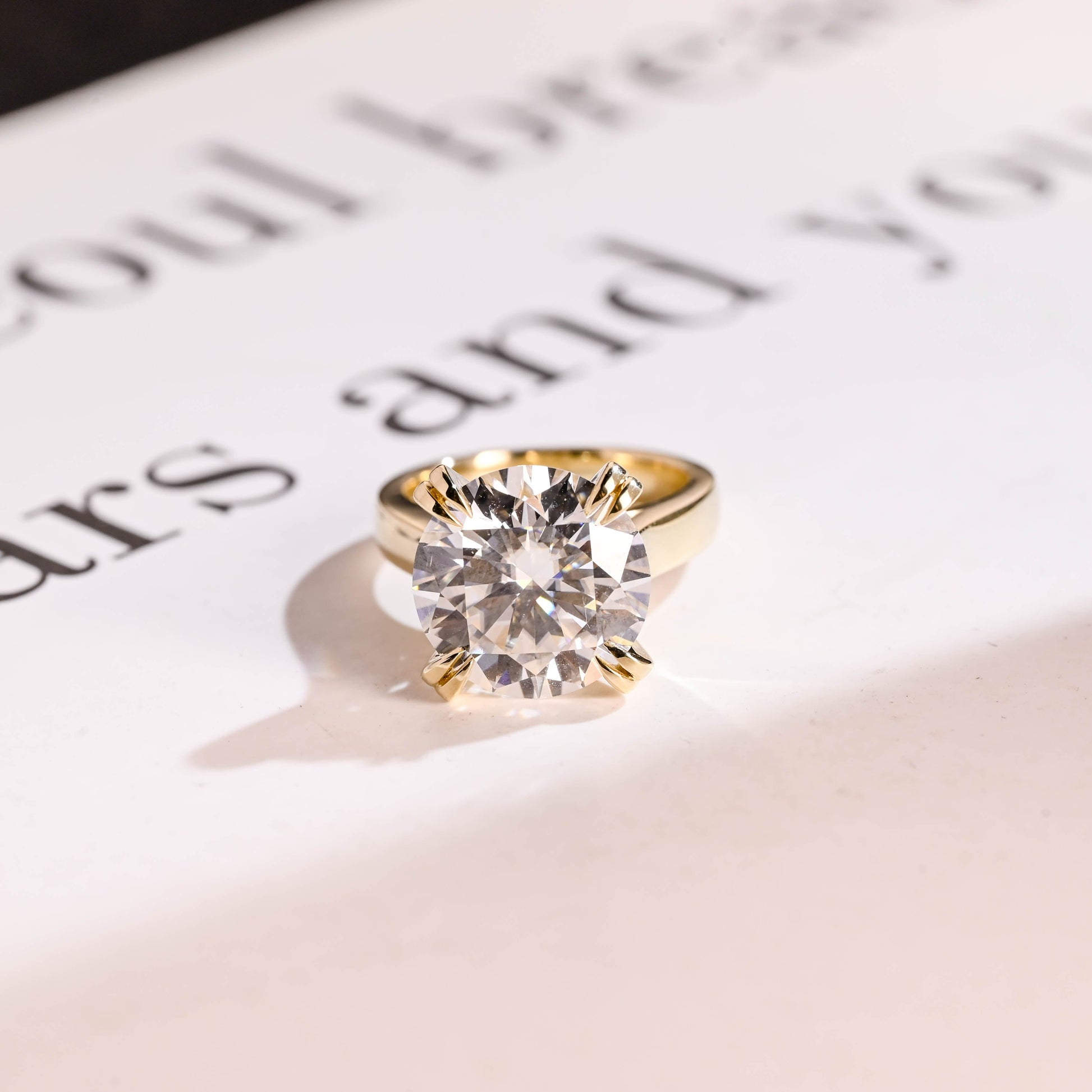 SquareJewelry round cut moissanite engagement ring Solid Gold Thick Solitaire Round Cut Moissanite Engagement Ring (Copy)