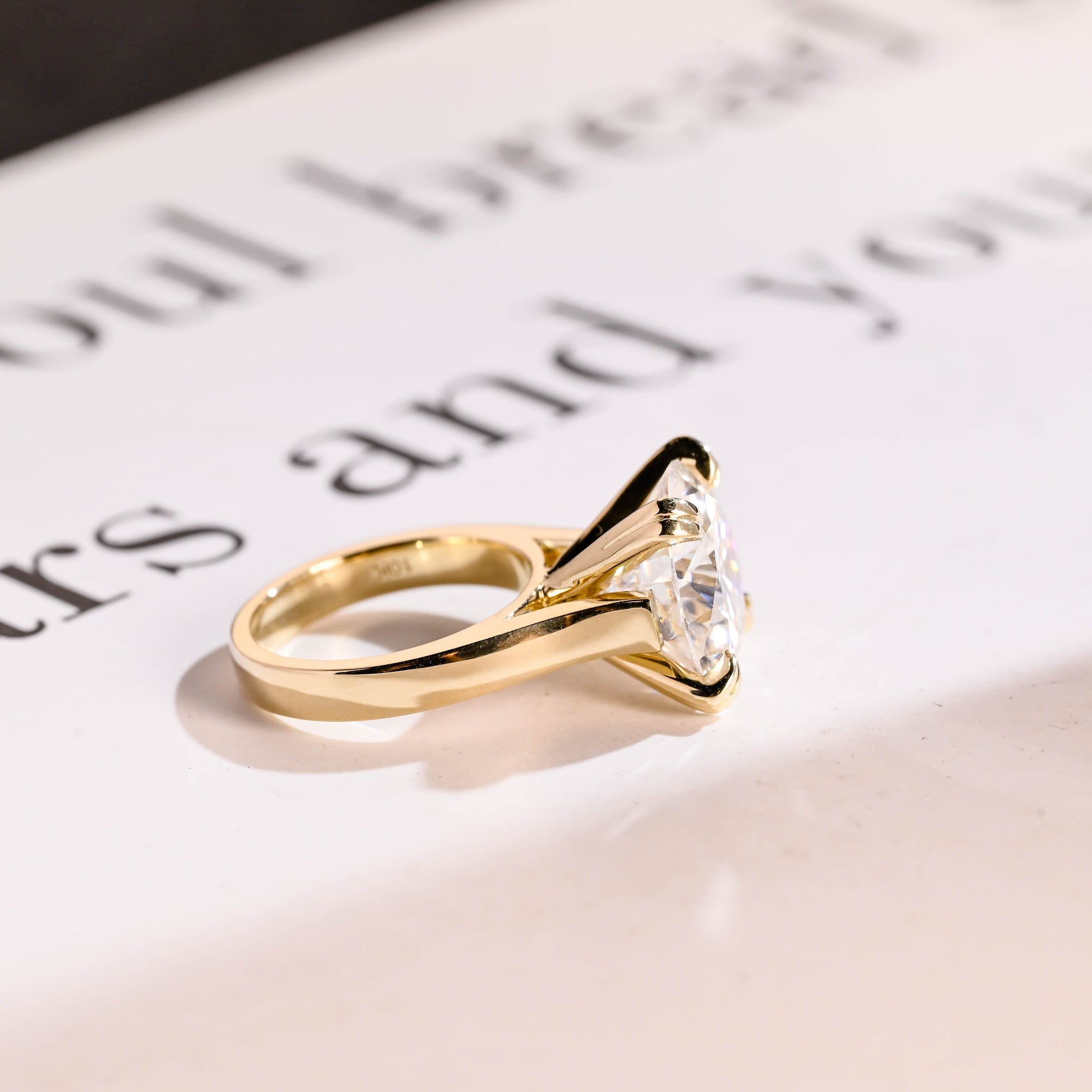 SquareJewelry round cut moissanite engagement ring Solid Gold Thick Solitaire Round Cut Moissanite Engagement Ring (Copy)