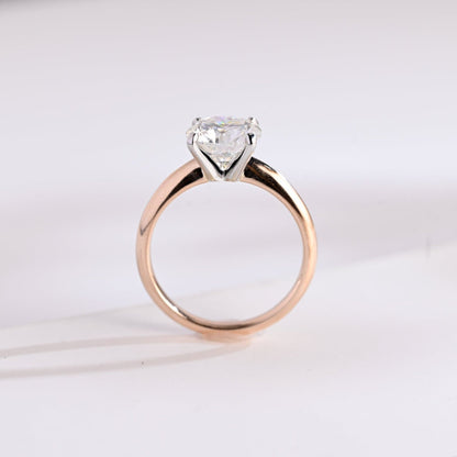 SquareJewelry round cut moissanite engagement ring Solid Gold Two Tone Knife Edge Round Cut Moissanite Engagement Ring