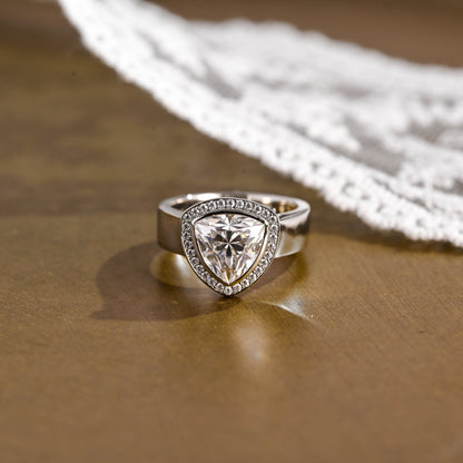 SquareJewelry trillion cut moissanite engagement ring Solid Gold 5mm Wide Band Trillion Cut Moissanite Engagement Ring