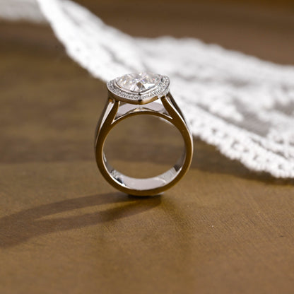 SquareJewelry trillion cut moissanite engagement ring Solid Gold 5mm Wide Band Trillion Cut Moissanite Engagement Ring
