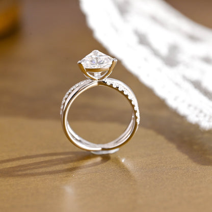 SquareJewelry trillion cut moissanite engagement ring Solid Gold Split Shank Trillion Cut Moissanite Engagement Ring