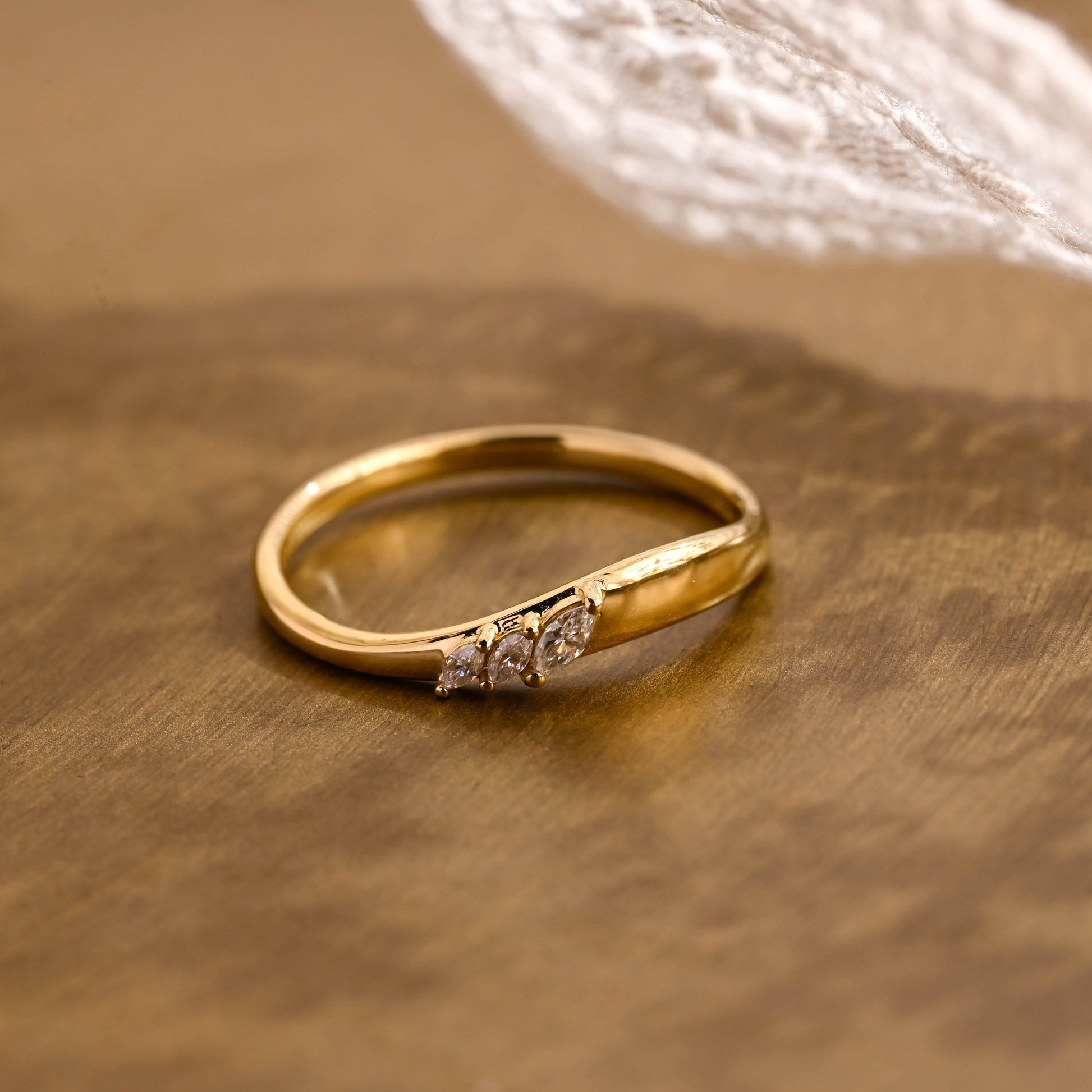 SquareJewelry women's wedding ring Low Curve Marquise Cut Moissanite Wedding Band