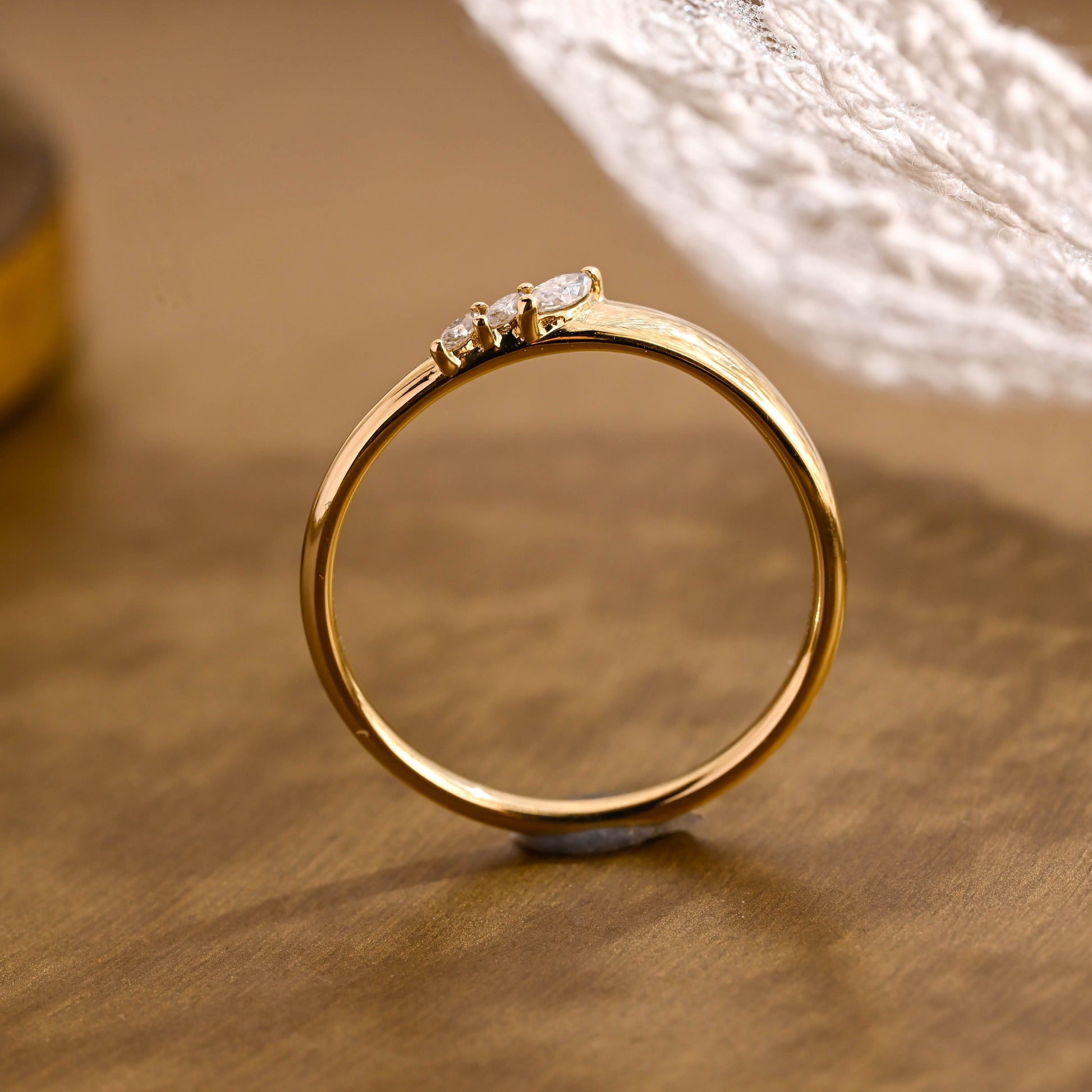 SquareJewelry women's wedding ring Low Curve Marquise Cut Moissanite Wedding Band