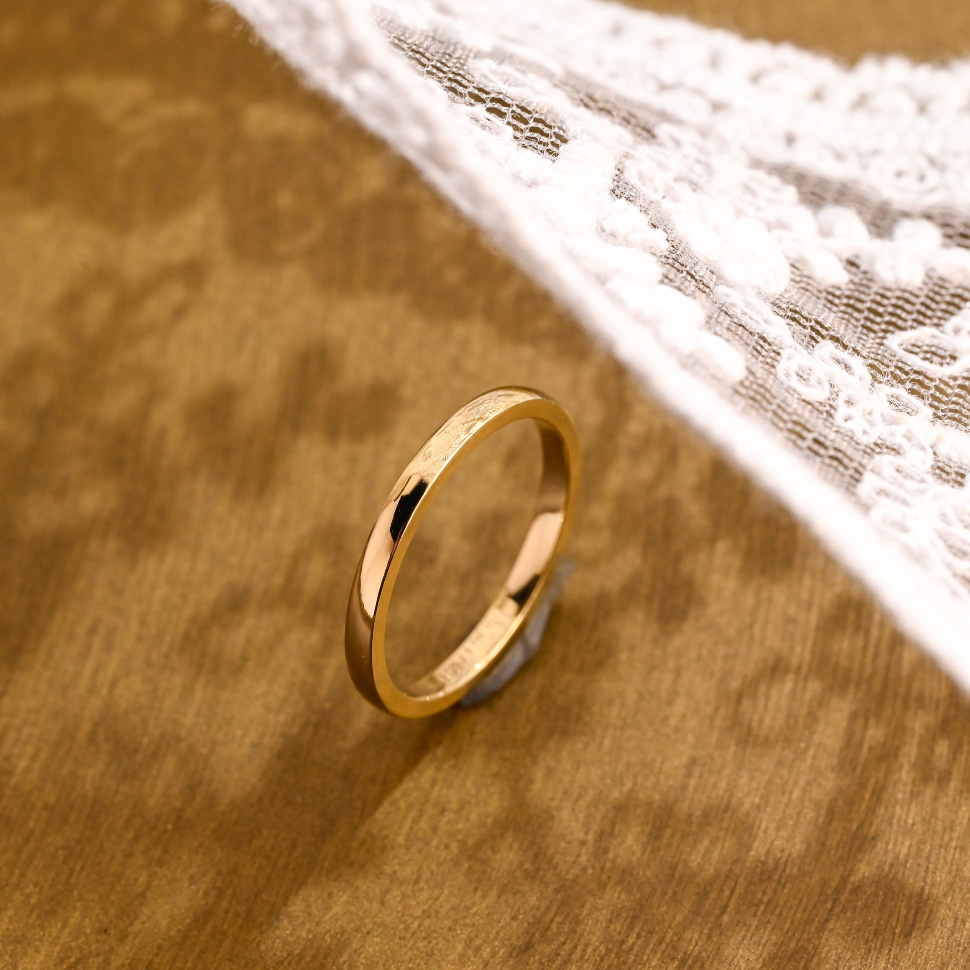 SquareJewelry women's wedding ring Solid Gold 2mm Width Plain Wedding Band