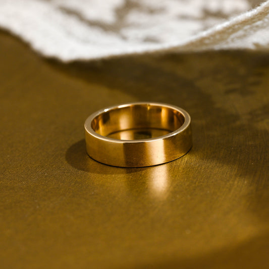 SquareJewelry women's wedding ring Solid Gold 5mm Width Plain Wedding Band for Women