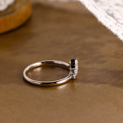 SquareJewelry women's wedding ring Solid Gold Dainty Pear Cut Curved Moissanite Wedding Band