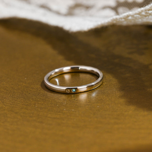 SquareJewelry women's wedding ring Solid Gold Round Cut Citrine & Turquoise Wedding Band